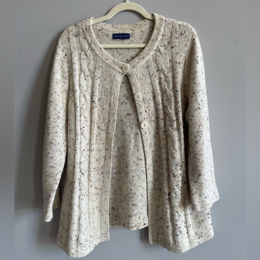 Ivory Cable Knit Cardigan Sweater